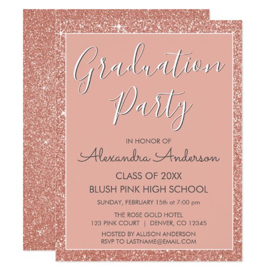 rose gold blush pink graduation party invitation zazzle com