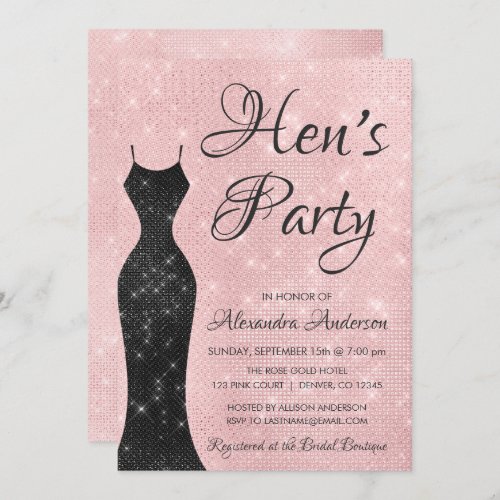 Rose Gold _ Blush Pink Hens Party Invitation