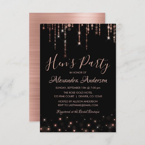 Rose Gold _ Blush Pink Hens Party Invitation