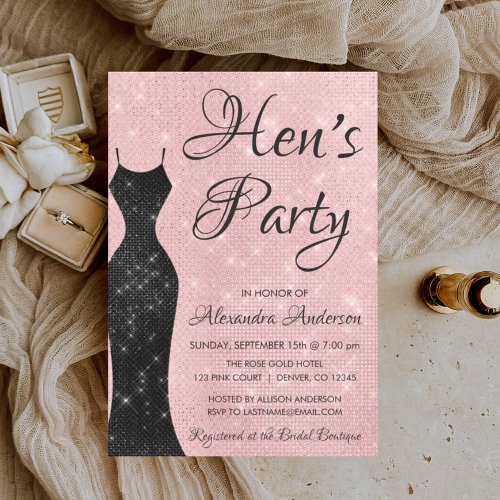 Rose Gold _ Blush Pink Hens Party Invitation