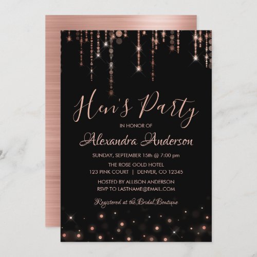 Rose Gold _ Blush Pink Hens Party Invitation