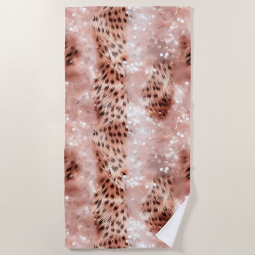 Rose Gold Blush Pink Leopard Beach Towel