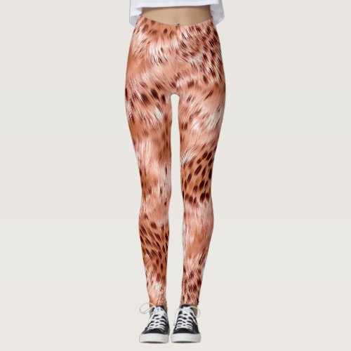 Rose Gold Blush Pink Leopard Leggings