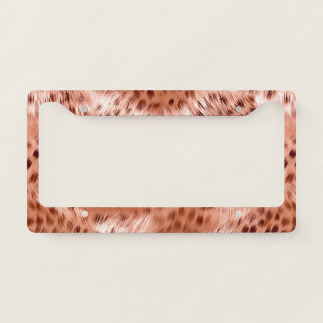 Rose Gold Blush Pink Leopard License Plate Frame (Front)