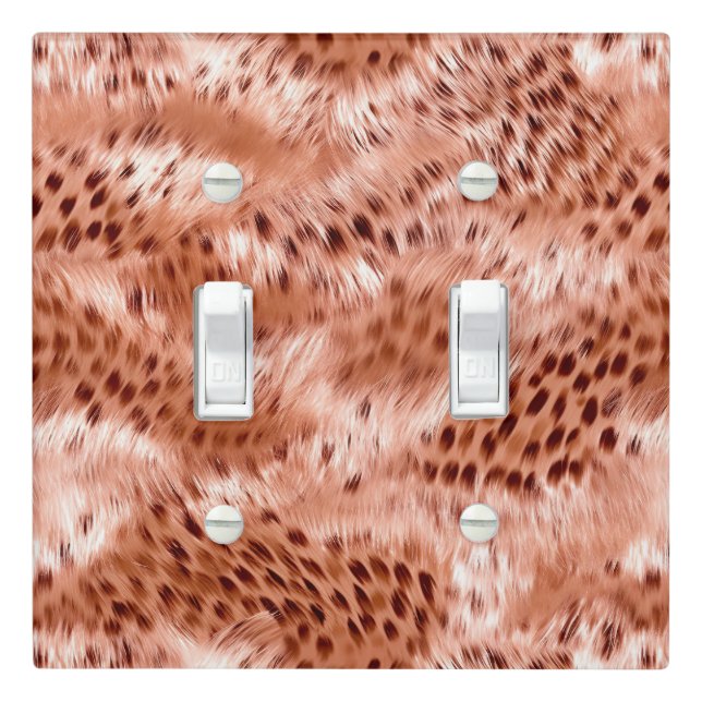 Rose Gold Blush Pink Leopard Light Switch Cover (In Situ)