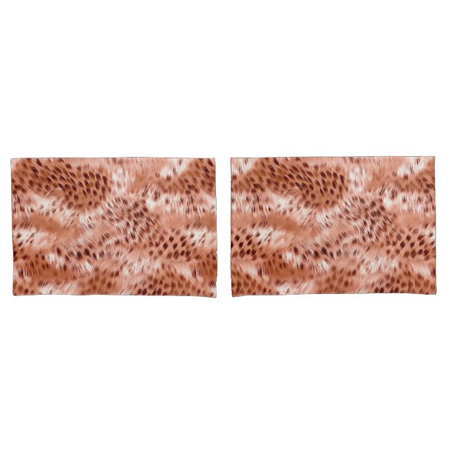 Rose Gold Blush Pink Leopard Pillow Case (Front-Set)