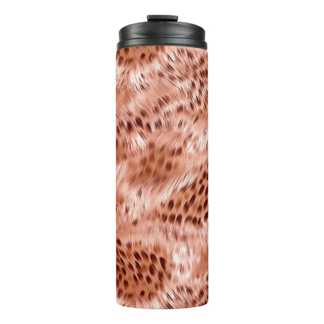 Rose Gold Blush Pink Leopard Thermal Tumbler (Front)