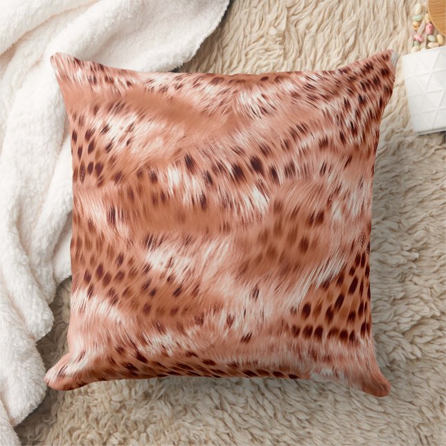 Rose Gold Blush Pink Leopard Throw Pillow (Blanket)