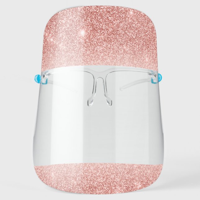 Rose Gold Blush Pink Luxury Glitter Salon Face Shield (Front)