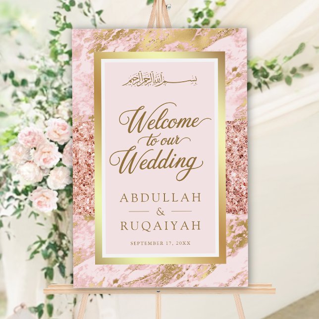 Rose Gold Blush Pink Marble Muslim Welcome Sign (Creator Uploaded)