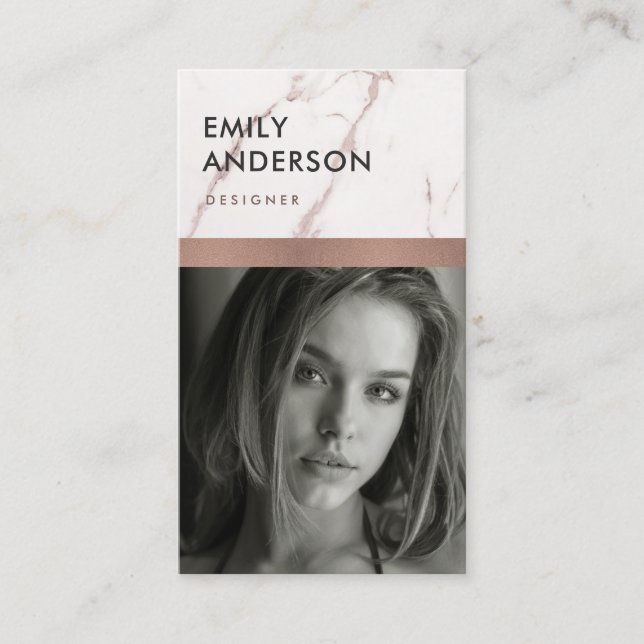 ROSE GOLD BLUSH PINK MARBLE PERSONAL PHOTO INSERT (Front)