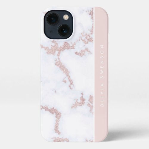 Rose Gold  Blush Pink Marble Subtle Personalized iPhone 13 Case