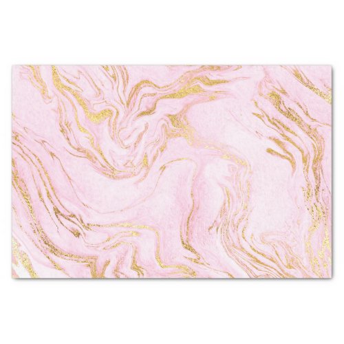 Rose Gold Blush Pink Marble White Abstract Metalli Tissue Paper