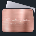 Rose Gold - Blush Pink Metallic Monogram Business Laptop Sleeve<br><div class="desc">Modern Rose Gold - Blush Pink Girly Make Up and Hair Beauty Salon Faux Metallic Stainless Elegant Monogram Promotional Laptop Bag or Sleeve Promotional (promo) advertisement Case. This classy professional business computer case can be customized to include your monogrammed script signature name and job title profession or position.</div>