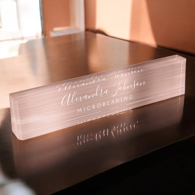 Rose Gold Blush Pink Microblading Lashes Desk Name Plate (Creator Uploaded)