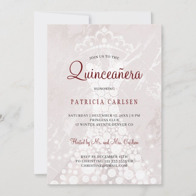 Rose gold blush pink modern elegant quinceanera invitation (Front)