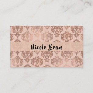 Rose Gold Blush Pink Modern Glam Damask Business Card