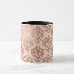 Rose Gold Blush Pink Modern Glam Damask Mug
