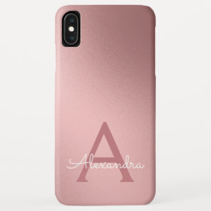 Rose Gold - Blush Pink Modern Monogram iPhone XS Max Case