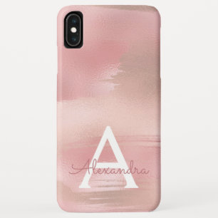 Rose Gold - Blush Pink Modern Monogram iPhone XS Max Case