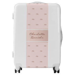 Rose gold blush pink monogram elegant name luggage