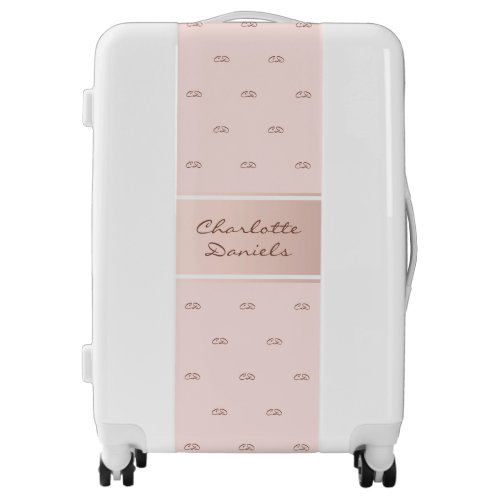 Rose gold blush pink monogram elegant name luggage