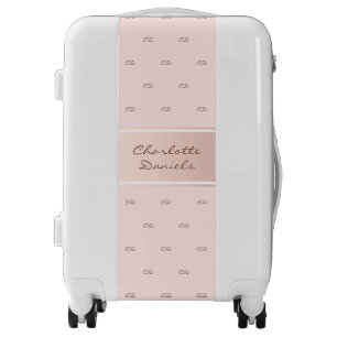 Rose gold blush pink monogram elegant name luggage