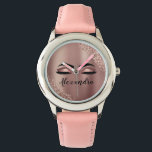 Rose Gold Blush Pink Monogram Glitter Eyelashes Watch<br><div class="desc">Rose Gold - Blush Pink Faux Foil Metallic Sparkle Glitter Brushed Metal Monogram Name and Initial Eyelashes (Lashes),  Eyelash Extensions and Eyes Makeup Watch. This makes the perfect sweet 16 birthday,  wedding,  bridal shower,  anniversary,  baby shower or bachelorette party gift for someone decorating her room in trendy cool style.</div>