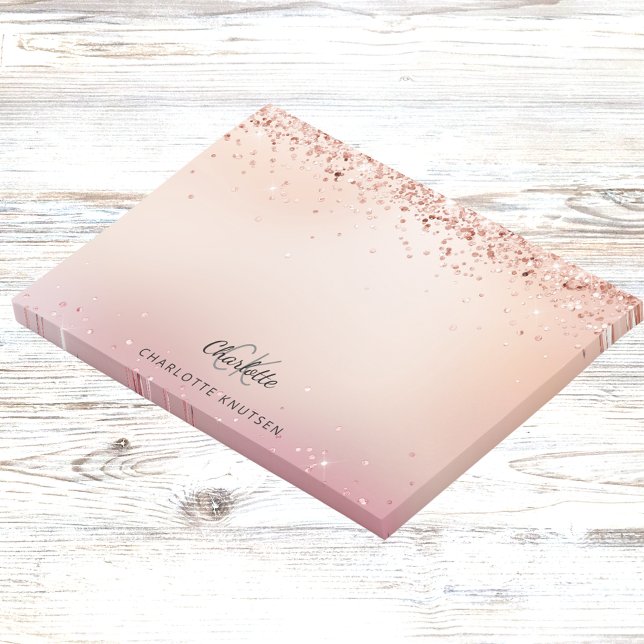Rose gold blush pink monogram post-it notes (Creator Uploaded)