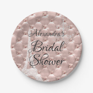 Rose Gold Blush Pink Paris Bridal Shower Paper Plates