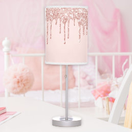 Rose gold blush pink pastel drips girl table lamp