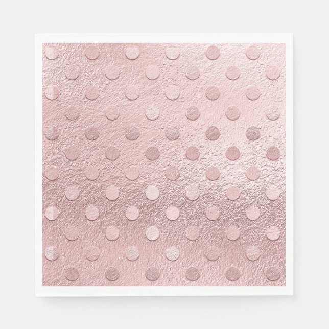 Rose Gold Blush Pink Polka Dot  Napkins (Front)