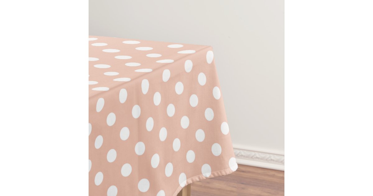 Rose gold/blush pink polka dots tablecloth Zazzle