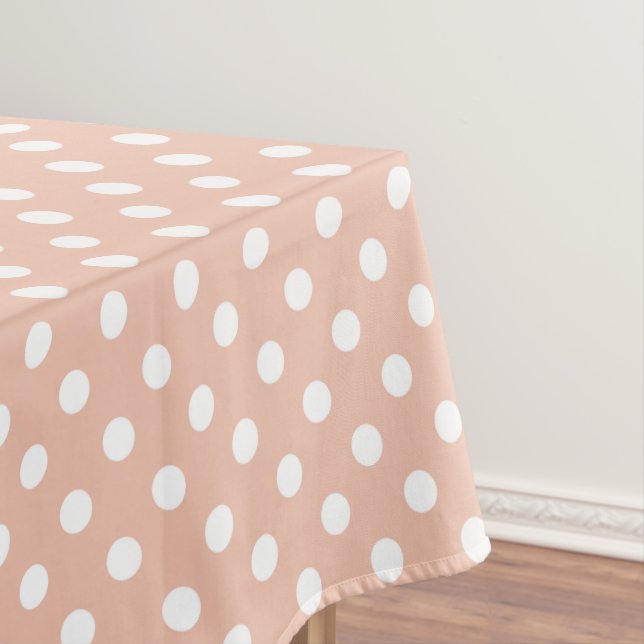 Rose gold/blush pink polka dots tablecloth (In Situ)