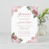 Rose Gold Blush Pink Quinceañera 15th Birthday Invitation (Standing Front)
