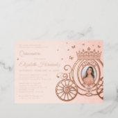 Rose Gold Blush Pink Quinceanera Princess Photo Foil Invitation (Standing Front)
