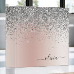 Rose Gold - Blush Pink Silver Glitter Monogram<br><div class="desc">Rose Gold - Blush Pink and Silver Faux Foil Metallic Sparkle Glitter Brushed Metal Monogram Name Binder. This makes the perfect sweet 16 birthday,  wedding,  bridal shower,  anniversary,  baby shower or bachelorette party gift for someone that loves glam luxury and chic styles.</div>