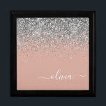 Rose Gold Blush Pink Silver Glitter Monogram Gift Box<br><div class="desc">Rose Gold - Blush Pink and Silver Sparkle Glitter script Monogram Name Jewelry Keepsake Box. This makes the perfect graduation,  birthday,  wedding,  bridal shower,  anniversary,  baby shower or bachelorette party gift for someone that loves glam luxury and chic styles.</div>