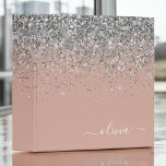 Rose Gold Blush Pink Silver Glitter Monogram Girly 3 Ring Binder<br><div class="desc">Rose Gold - Blush Pink and Silver Sparkle Glitter Script Monogram Name Binder. This makes the perfect sweet 16 birthday,  wedding,  bridal shower,  anniversary,  baby shower or bachelorette party gift for someone that loves glam luxury and chic styles.</div>