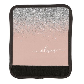 Rose Gold Blush Pink Silver Glitter Monogram Girly Luggage Handle Wrap by Hot_Foil_Creations at Zazzle