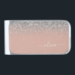 Rose Gold Blush Pink Silver Glitter Monogram Girly Silver Finish Money Clip<br><div class="desc">Rose Gold Blush Pink and Silver Sparkle Glitter Brushed Metal Monogram Name Money Clip. This makes the perfect graduation,  sweet 16 birthday,  wedding,  bridal shower,  anniversary,  baby shower or bachelorette party gift for someone that loves glam luxury and chic styles.</div>
