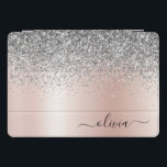 Rose Gold - Blush Pink Silver Glitter Monogram iPad Pro Cover<br><div class="desc">Rose Gold - Blush Pink and Silver Faux Foil Metallic Sparkle Glitter Brushed Metal Monogram Name Laptop Case. This makes the perfect sweet 16 birthday,  wedding,  bridal shower,  anniversary,  baby shower or bachelorette party gift for someone that loves glam luxury and chic styles.</div>