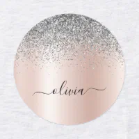 Blush pink holographic glitter return address label | Zazzle