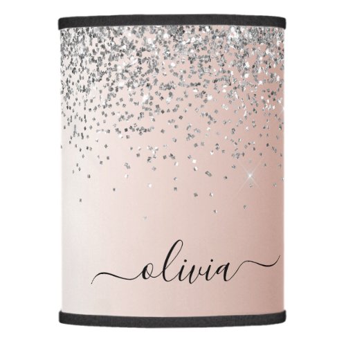 Rose Gold _ Blush Pink Silver Glitter Monogram Lamp Shade