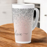 Rose Gold - Blush Pink Silver Glitter Monogram Latte Mug<br><div class="desc">Rose Gold - Blush Pink and Silver Faux Foil Metallic Sparkle Glitter Brushed Metal Monogram Name Latte Coffee Cup Mug. This makes the perfect sweet 16 birthday,  wedding,  bridal shower,  anniversary,  baby shower or bachelorette party gift for someone that loves glam luxury and chic styles.</div>