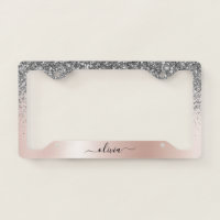 Rose Gold - Blush Pink Silver Glitter Monogram