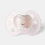 Rose Gold - Blush Pink Silver Glitter Monogram Pacifier at Zazzle