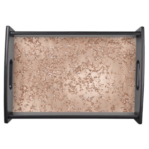 Rose Gold Blush Pink Sparkle Crackle Champagne Serving Tray