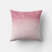 Rose Gold - Blush Pink Sparkle Glitter Monogram Throw Pillow (Back)