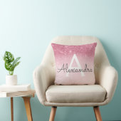 Rose Gold - Blush Pink Sparkle Glitter Monogram Throw Pillow (Chair)
